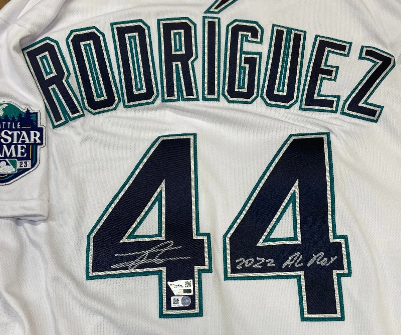 French Style Julio Rodriguez Autographed "22 AL ROY" Mariners White Nike Authentic Jersey