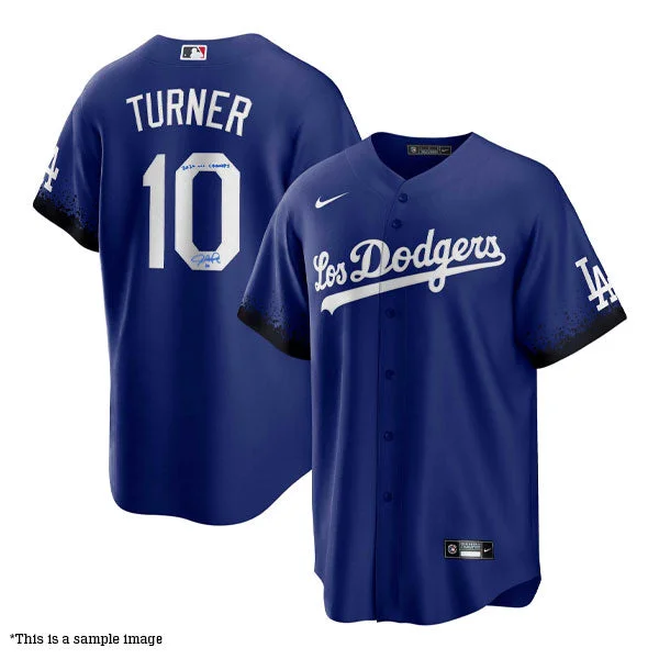 Luxury Customization Justin Turner Autographed "2020 WS Champs" Blue Replica Dodgers City Connect Jersey Luxury Customization Justin Turner Autographed "2020 WS Champs" Blue Replica Dodgers City Connect Jersey