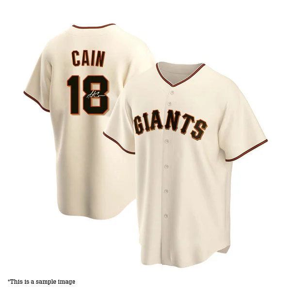 Fashion Classic Matt Cain Autographed Cream Giants Replica Jersey