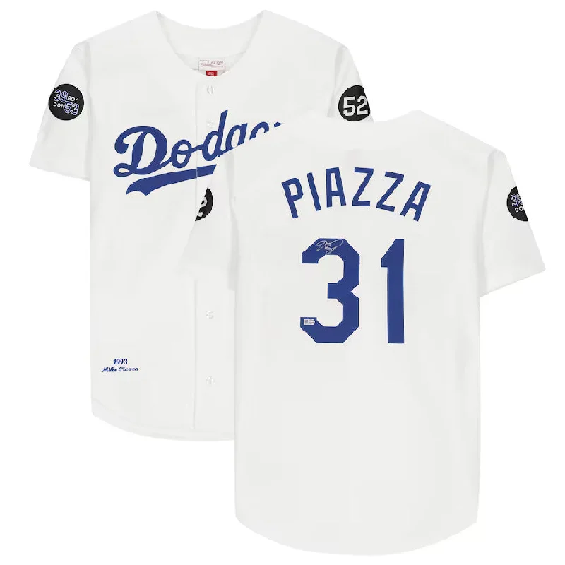 Fashion Expert Mike Piazza Autographed Mitchell and Ness White Authentic Dodgers Jersey Fashion Expert Mike Piazza Autographed Mitchell and Ness White Authentic Dodgers Jersey