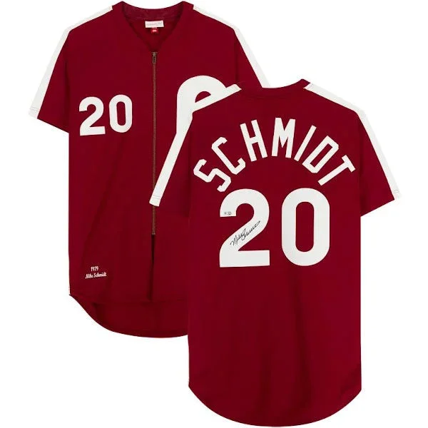 Casual Choice Mike Schmidt Autographed Mitchell & Ness Phillies Jersey - Maroon