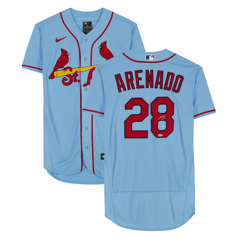 Floral Prints Nolan Arenado Autographed Cardinals Blue Authentic Jersey