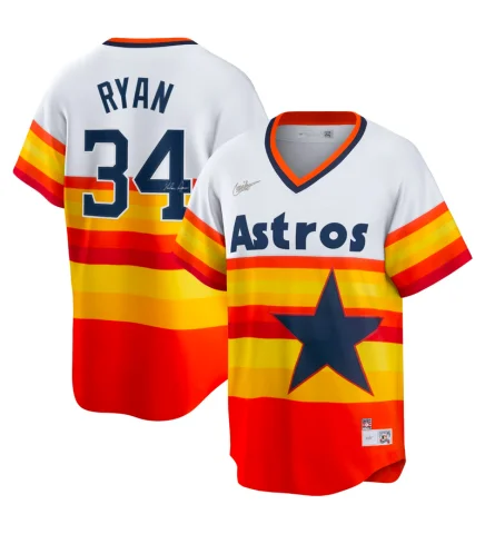 Simple Matching Nolan Ryan Autographed Rainbow Astros Jersey (Cooperstown Collection) Simple Matching Nolan Ryan Autographed Rainbow Astros Jersey (Cooperstown Collection)