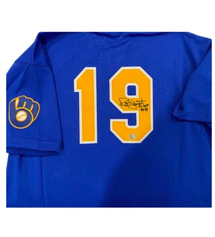 Personalized Clothing Robin Yount Autographed "82,89 AL MVP" Brewers Mitchell & Ness Batting Practice Jersey Personalized Clothing Robin Yount Autographed "82,89 AL MVP" Brewers Mitchell & Ness Batting Practice Jersey