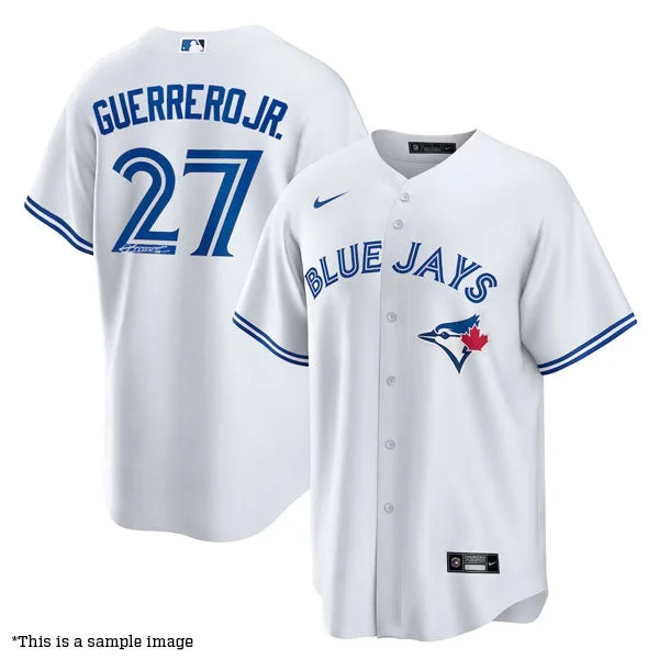 Printed Patterns Vladimir Guerrero Jr. Autographed Blue Jays White Replica Jersey