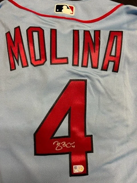 Fashion Design Yadier Molina Autographed Powder Blue Cardinals Authentic Jersey
