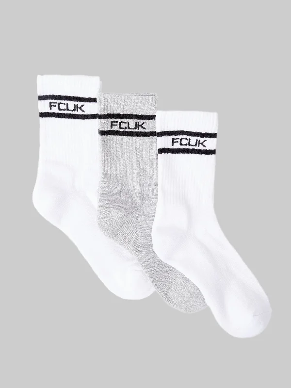 Cozy Outfit 3 Pack FCUK Sports Stripe Socks