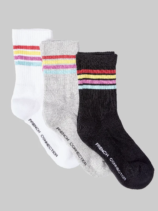 Cozy Sweaters 3 Pack French Connection 4 Stripe Crew Socks