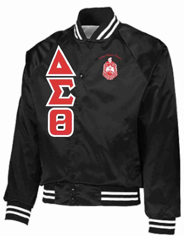 Simple Style Delta Striped Satin Jacket