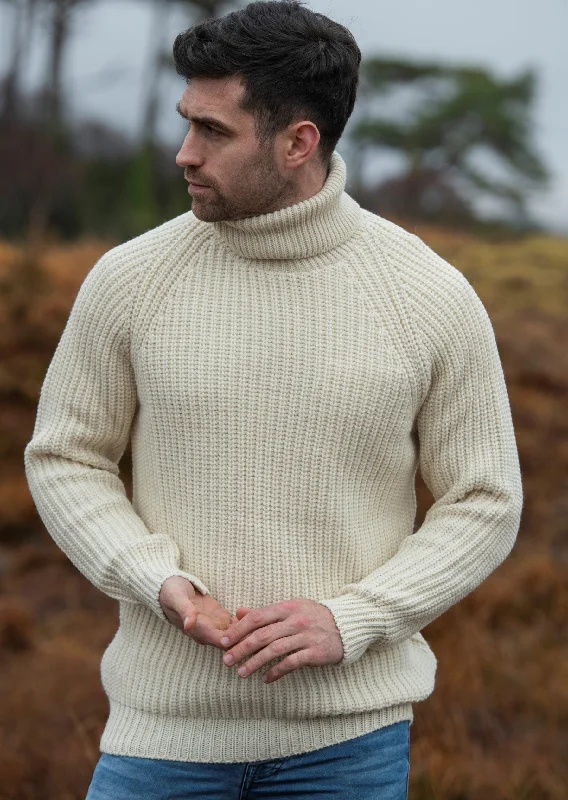 Leisure Sports Aran Rib Roll Neck Sweater | Natural