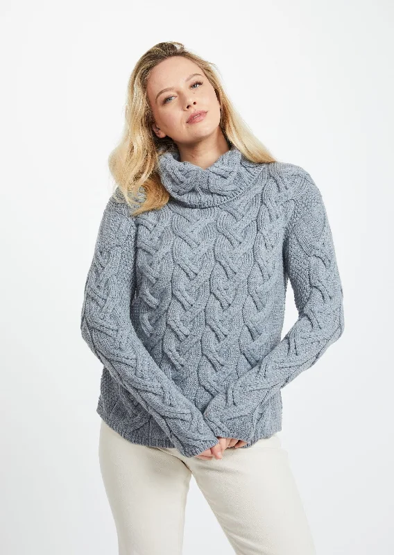 Economic Outlook Aran Cowl Neck Chunky Sweater | Ocean Grey