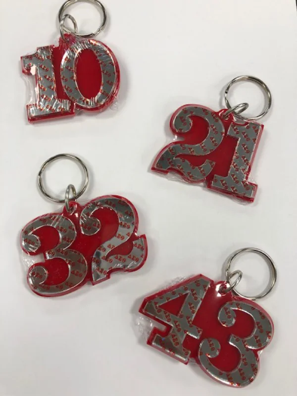 Dressing Tips Delta Double Number Keychains (10-50)