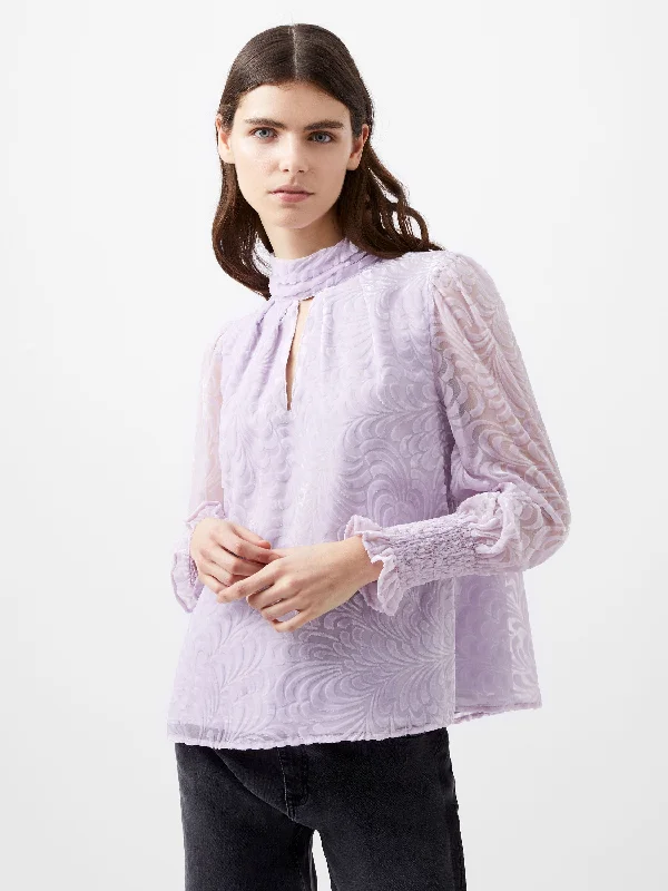 Fashion Innovation Diandra Devore Long Sleeve High Neck Top