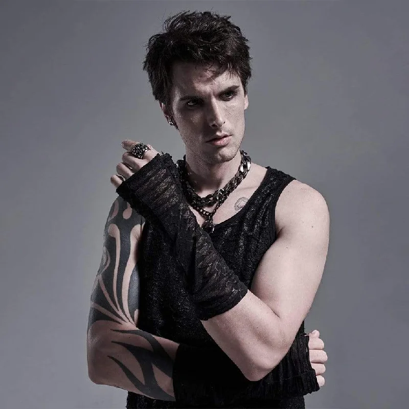 Soft And Comfortable Men's Gothic Ripped Long Gloves