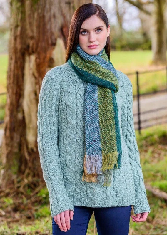 Eye-catching Personality Mucros Islander Scarf| Green Stripe