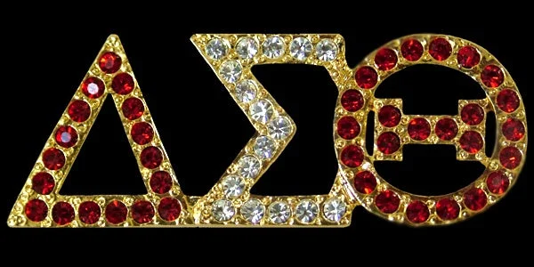 Elegant Fit Delta Gold Austrian Red and Crystal Pin