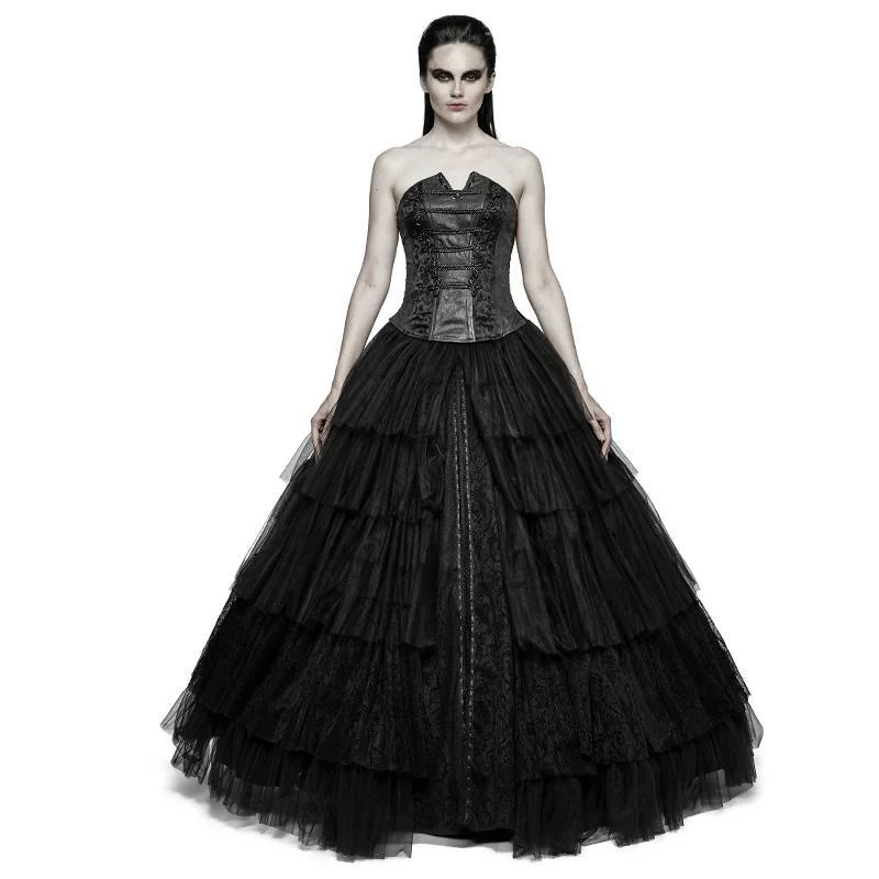 Comfortable And Casual Women's Party Elastic High Waist Floral Mesh Prom Skirt Circle Skirt