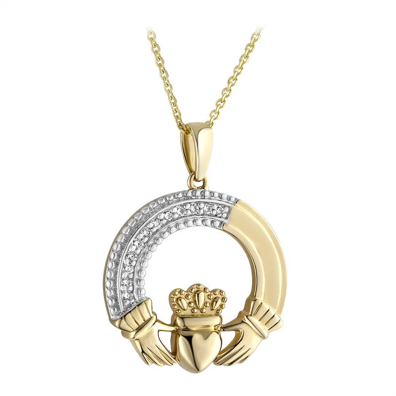 Luxe Comfort 14K Gold Diamond Claddagh Pendant *Limited Stock*