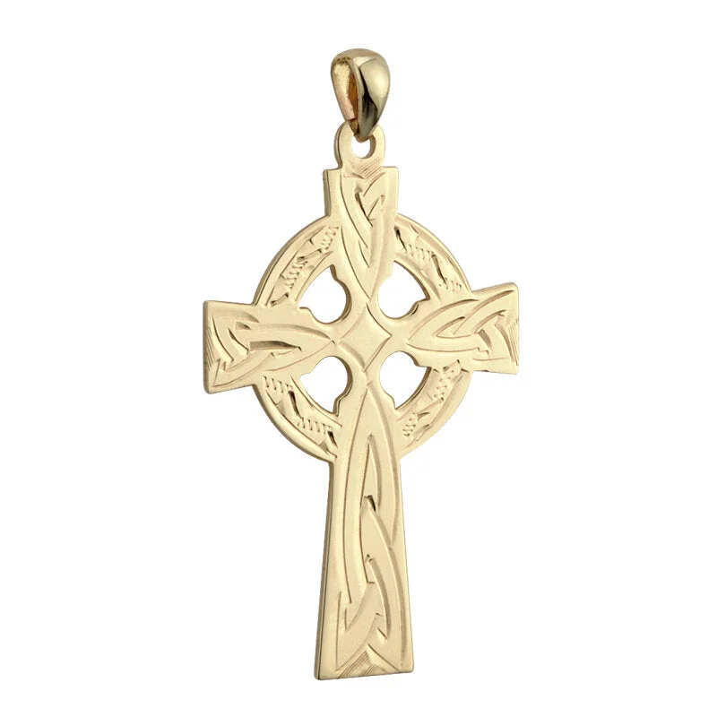 Solvar 14K Hand Engraved Heavy Celtic Cross Charm