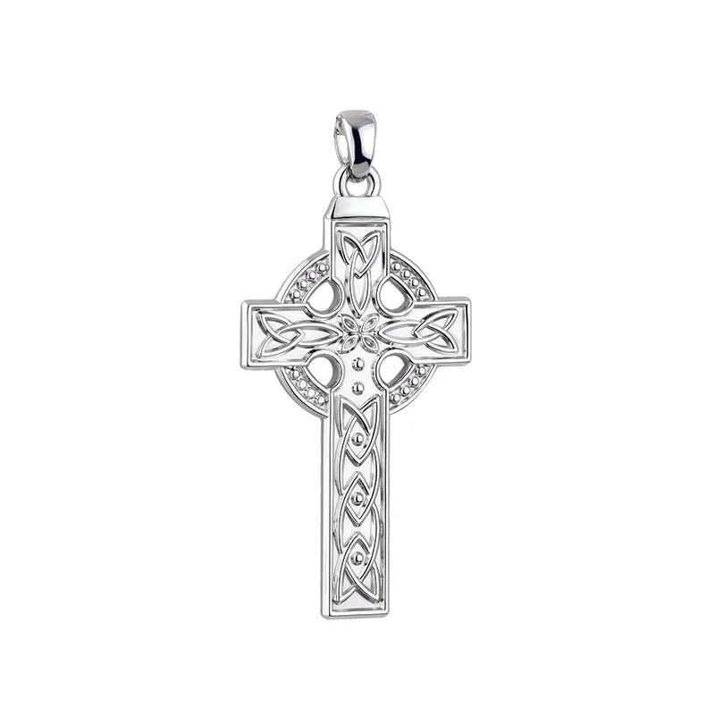 14K White Gold Large Celtic Cross Charm