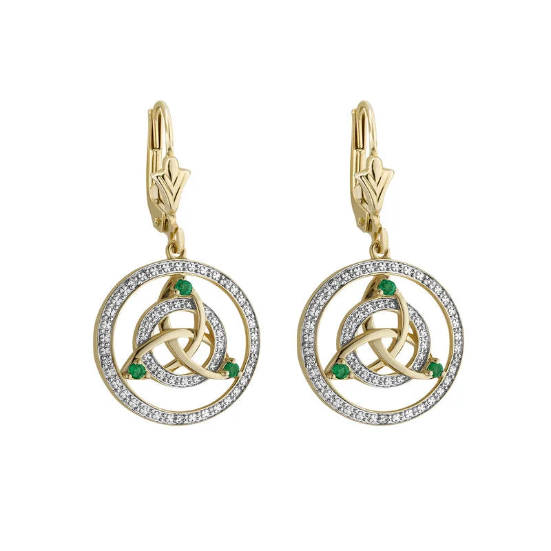 Relaxed Wear 14k Two Tone Gold Diamond Celtic Earrings