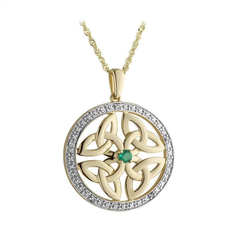 Simple Elegance 14k White Yellow Gold Diamond Trinity Pendant