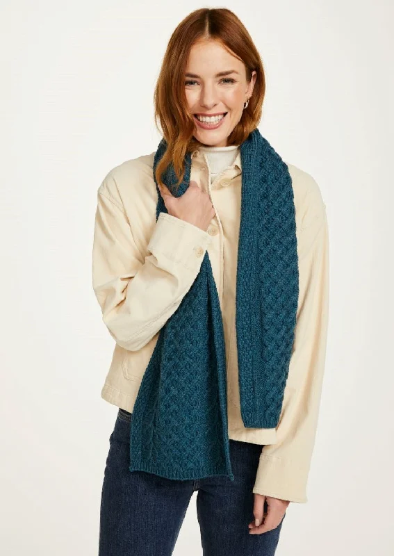 Breathable Design Aran Tree Of Life Scarf | Irish Sea