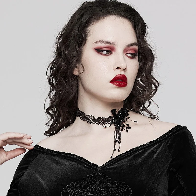 Soft Clothing Women's Plus Size Gothic Beaded Flared Lace Choker