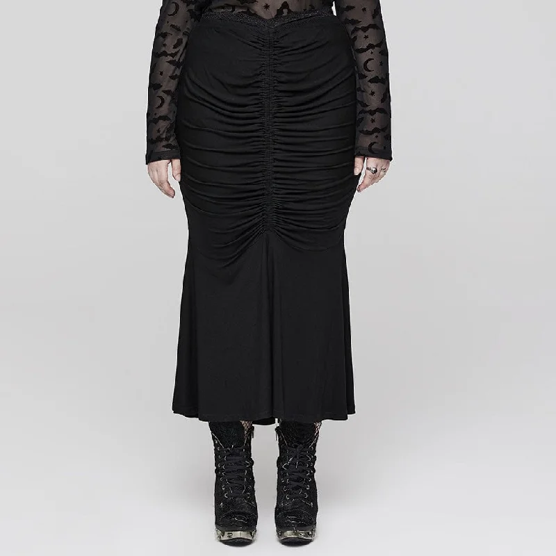 Relaxed Fashion Women's Plus Size Gothic Ruched Fishtail Skirt