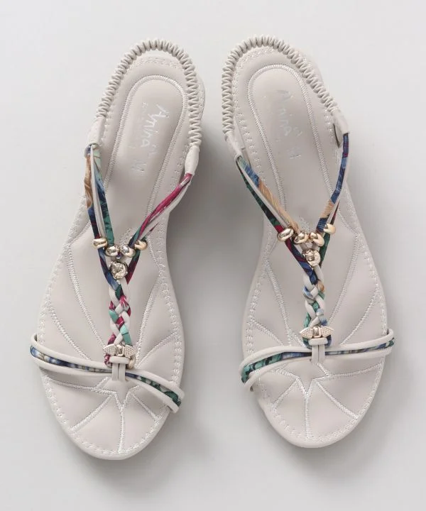 European And American Style Boho Wedge Sandals - White