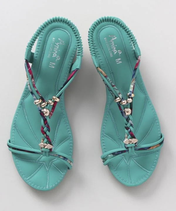 Body Design Boho Wedge Sandals - Turquoise