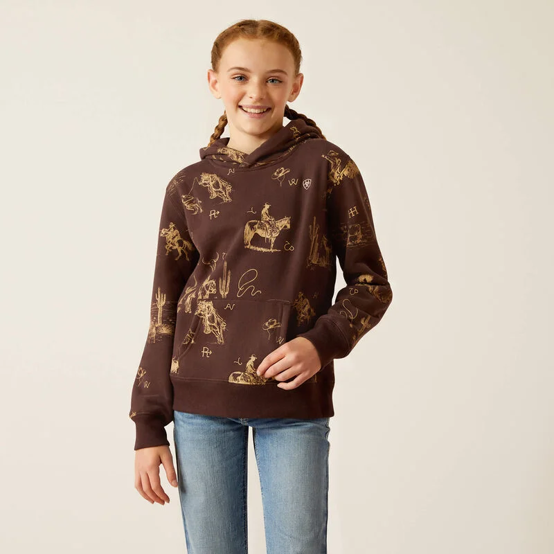 Eye-catching Personality Ariat Girl's Ranch Scene Hoodie