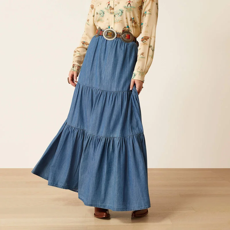 Slightly Flared Design Ariat Women's Chambray Tier Skirt