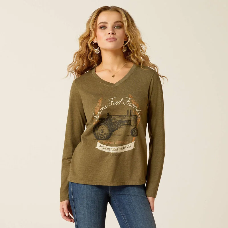 Urban Style Ariat Women's AG Heritage Long Sleeve T-Shirt in Military Heather (Available in Regular and Plus Sizes)