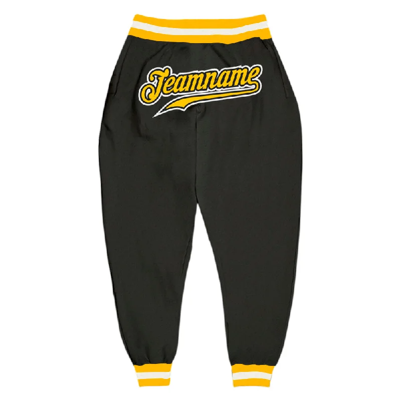 Integrated Design Custom Black Gold-White Sports Pants