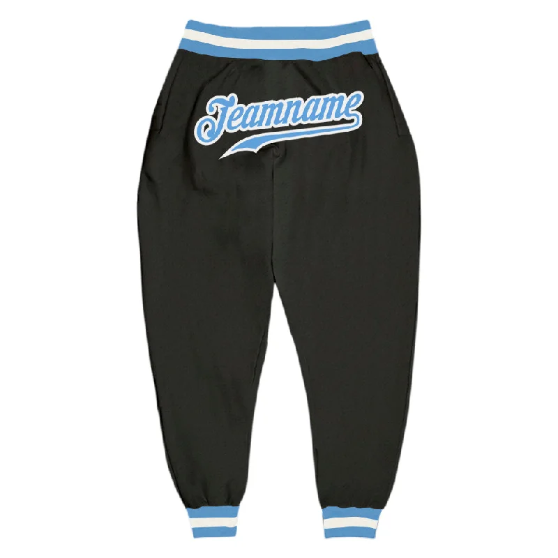 Comfortable Mind Custom Black Light Blue-White Sports Pants