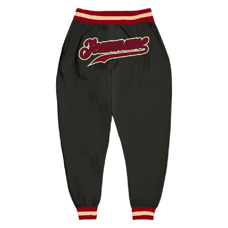 Fashion Classic Custom Black Maroon-Crem Sports Pants