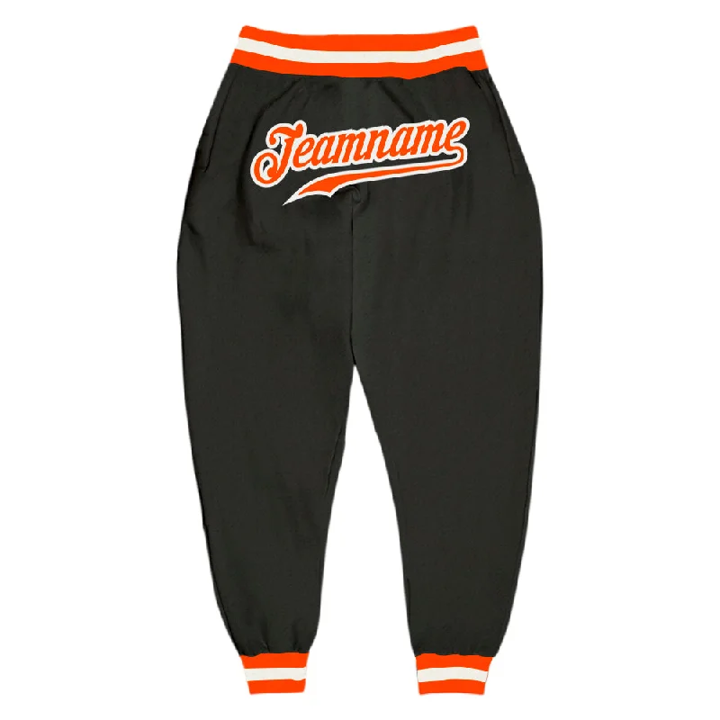 Exquisite Tailoring Custom Black Orange-White Sports Pants