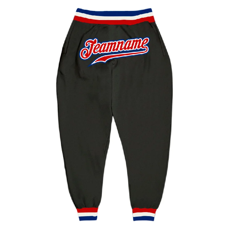 Bright Colors Custom Black Red-Royal Sports Pants