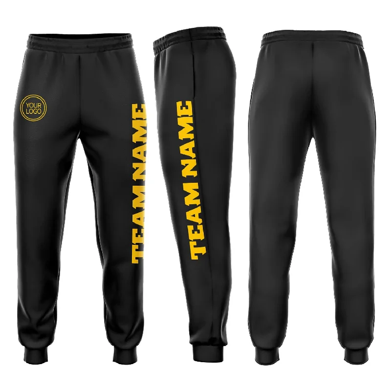 High-end Fashion Custom Black Gold Fleece Jogger Sweatpants