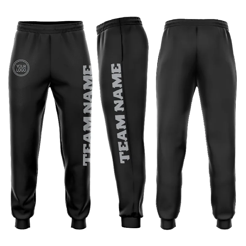 High Street Design Custom Black Gray Fleece Jogger Sweatpants