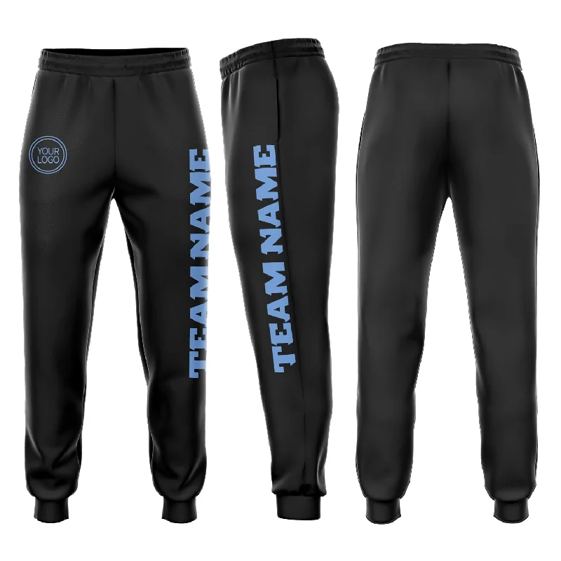 Breathable Design Custom Black Light Blue Fleece Jogger Sweatpants