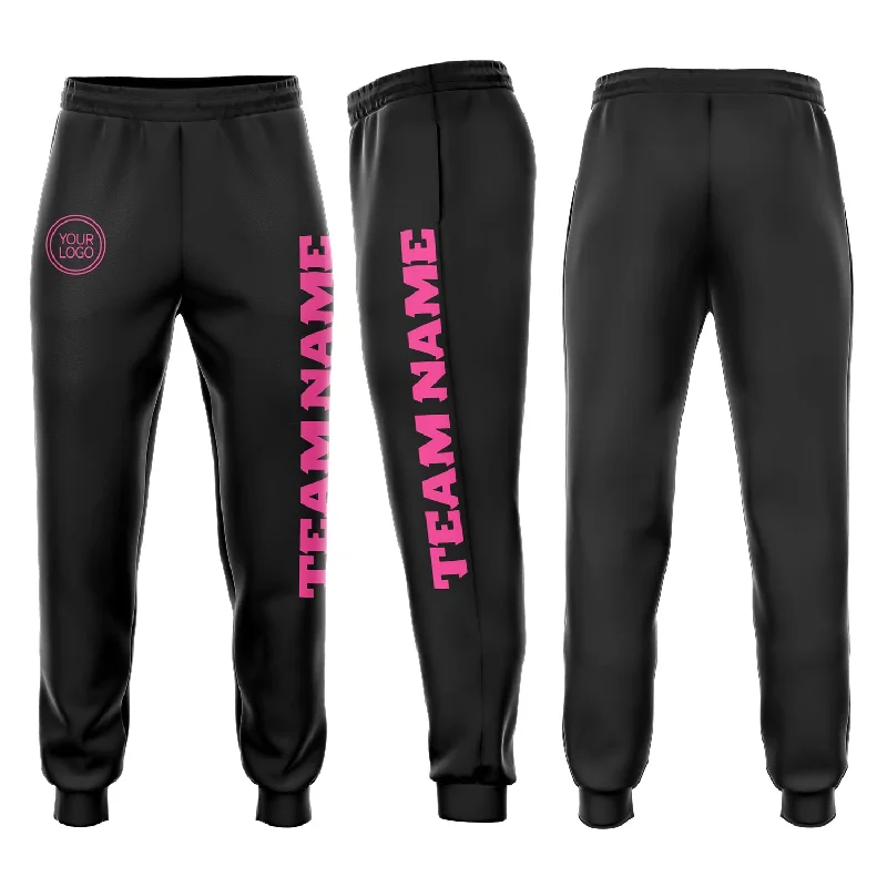 Practical Style Custom Black Pink Fleece Jogger Sweatpants