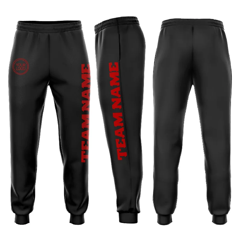 Youthful Vitality Custom Black Red Fleece Jogger Sweatpants