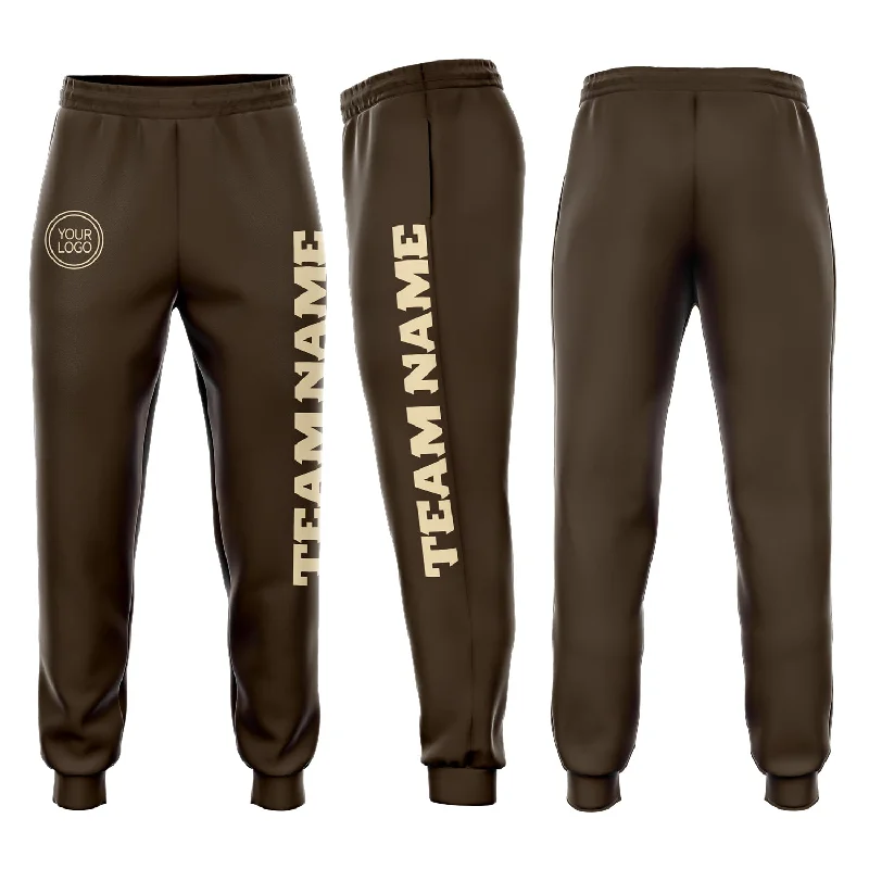 Minimalism Custom Brown Cream Fleece Jogger Sweatpants