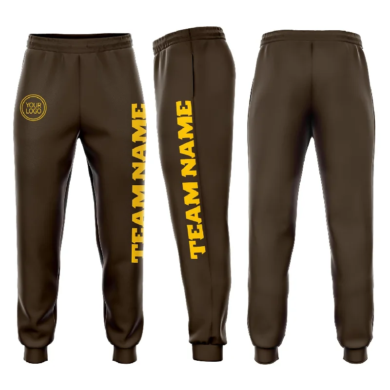 College Style Custom Brown Gold Fleece Jogger Sweatpants