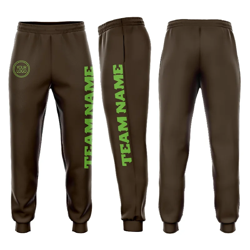 Noble And Elegant Custom Brown Neon Green Fleece Jogger Sweatpants