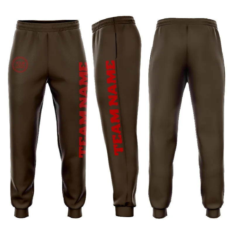 Fresh And Simple Custom Brown Red Fleece Jogger Sweatpants