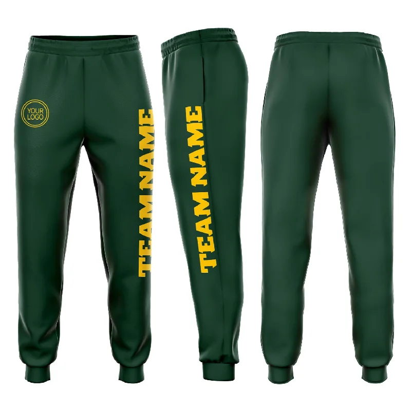 Exclusive Customization Custom Green Gold Fleece Jogger Sweatpants