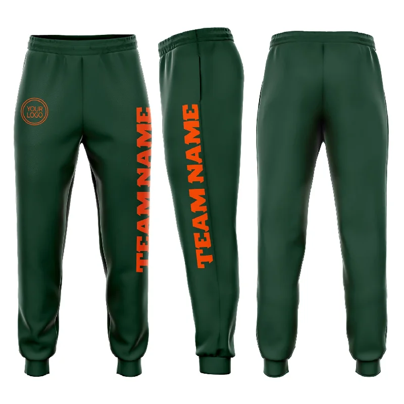 Warm Atmosphere Custom Green Orange Fleece Jogger Sweatpants